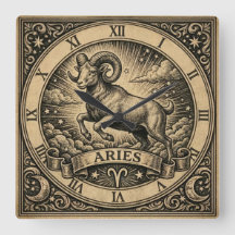 Aries Vintage Zodiac Wall Clock