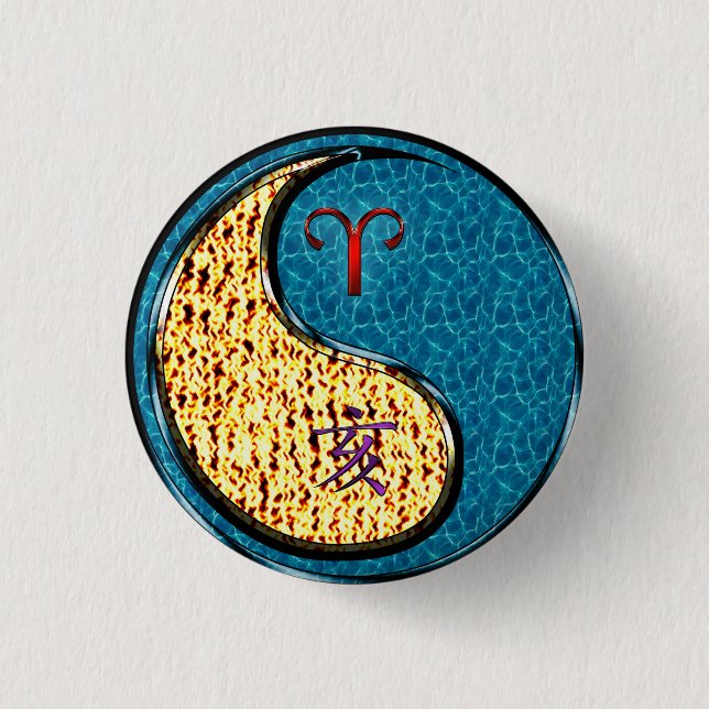 Aries & Water Boar 3 Cm Round Badge (Front)