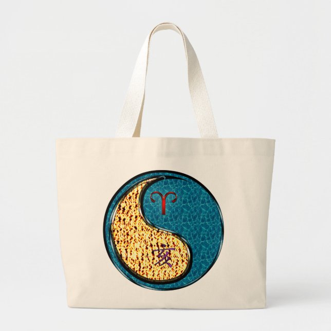Aries & Water Boar Large Tote Bag (Front)