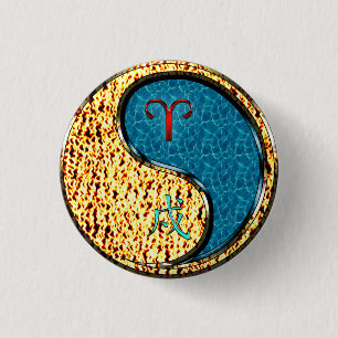 Aries & Water Dog 3 Cm Round Badge