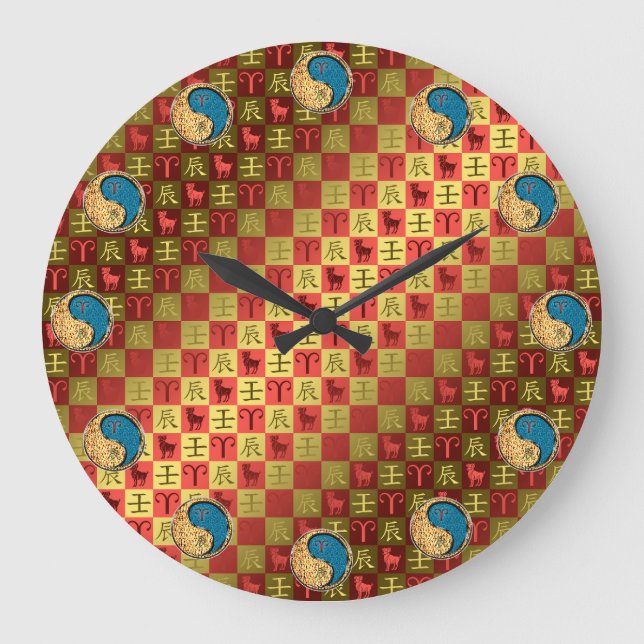 Aries & Water Dragon Large Clock (Front)