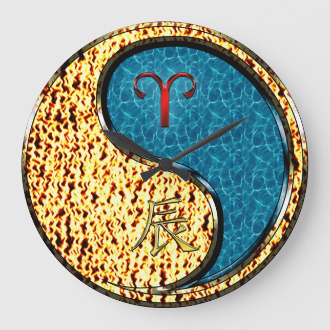 Aries & Water Dragon Large Clock (Front)