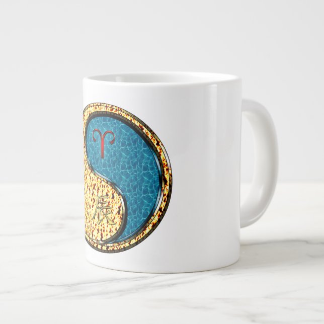 Aries & Water Dragon Large Coffee Mug (Front Right)