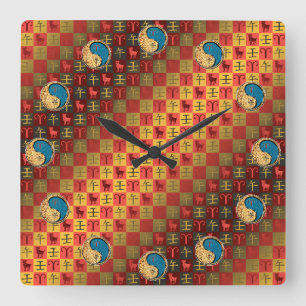 Aries & Water Horse Square Wall Clock