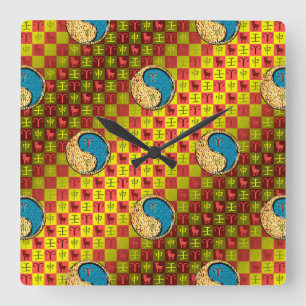 Aries & Water Monkey Square Wall Clock