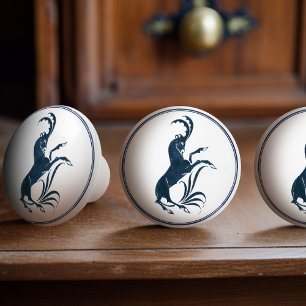 Aries William De Morgan Dutch Delft Blue Ceramic Knob