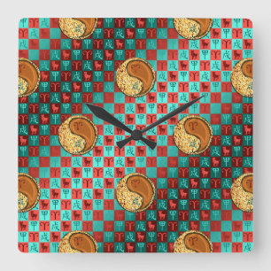 Aries & Wood Dog Square Wall Clock