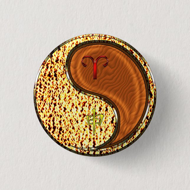 Aries & Wood Monkey 3 Cm Round Badge (Front)