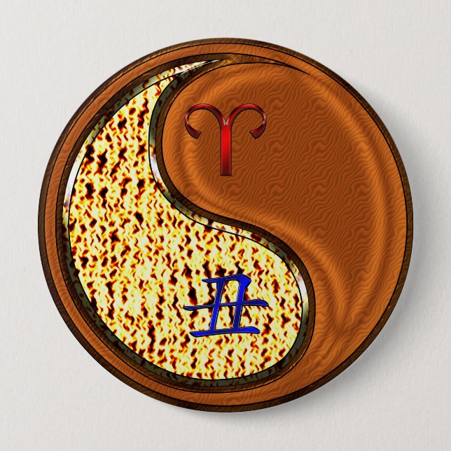 Aries & Wood Ox 10 Cm Round Badge (Front)