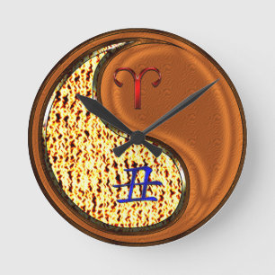 Aries & Wood Ox Round Clock