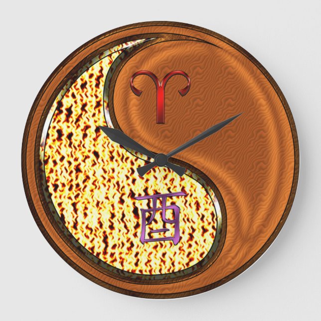 Aries & Wood Rooster Large Clock (Front)