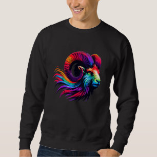 Aries Zodiac Animal Symbol Rainbow Star Sign Astro Sweatshirt