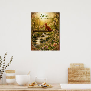 Aries Zodiac Art   Dreamy Astrology Collection Poster