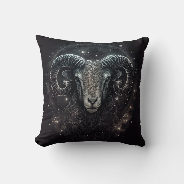 Aries Zodiac Astrological Cushion (Front)