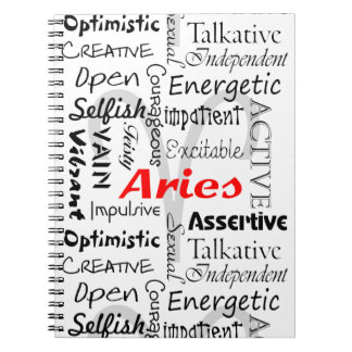 Aries Zodiac Astrology Horoscope Traits Collage Notebook