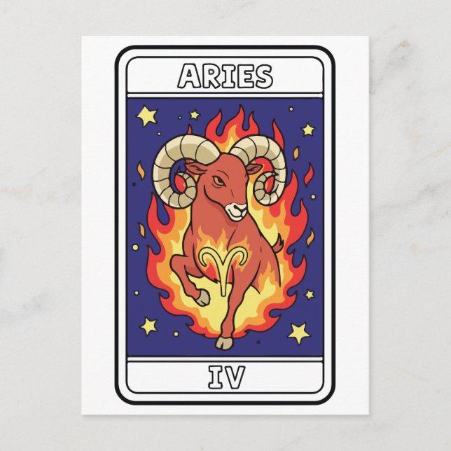Aries Zodiac Astrology Illustration Postcard (Front)