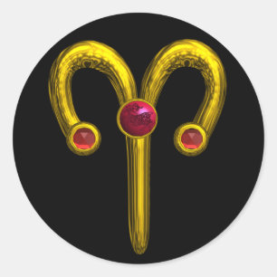ARIES ZODIAC BIRTHDAY JEWEL CLASSIC ROUND STICKER