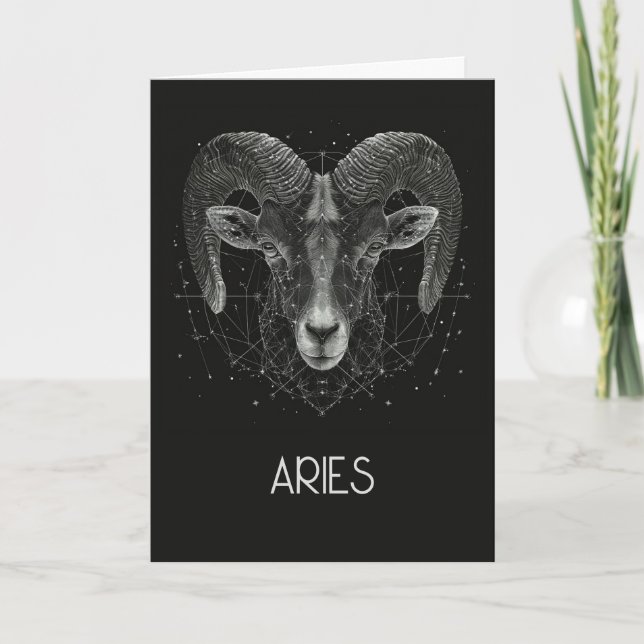 Aries Zodiac Constellation Blank Folded Card (Front)