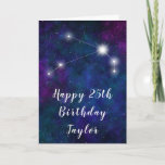 Aries Zodiac Constellation Happy Birthday Card<br><div class="desc">This cosmic and celestial birthday card can be personalised with a name or title such as mum, daughter, granddaughter, niece, friend etc. The design features the Aries zodiac constellation on a dark blue and purple watercolor galaxy background with scattered stars. The text combines handwritten script and modern serif fonts for...</div>