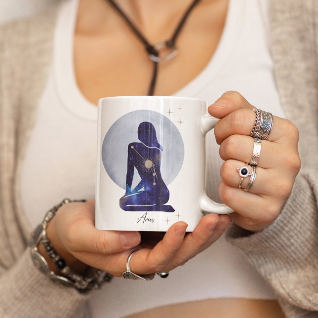 Aries Zodiac Feminine Blue Design Coffee Mug (Creator Uploaded)