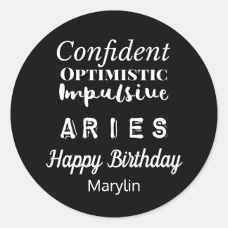 Aries Zodiac Fun Characteristics Birthday Classic Round Sticker