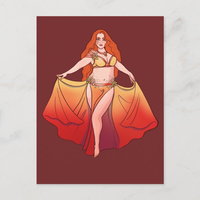 Aries Zodiac Goddess Art Belly Dancer Astrology Postcard (Front)