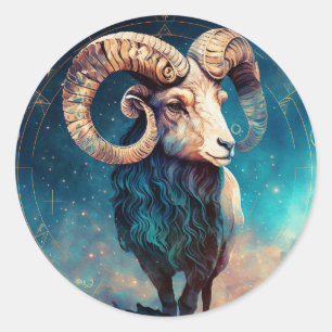 Aries Zodiac Graphic Classic Round Sticker