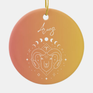 Aries zodiac horoscope star sign gradient ceramic tree decoration