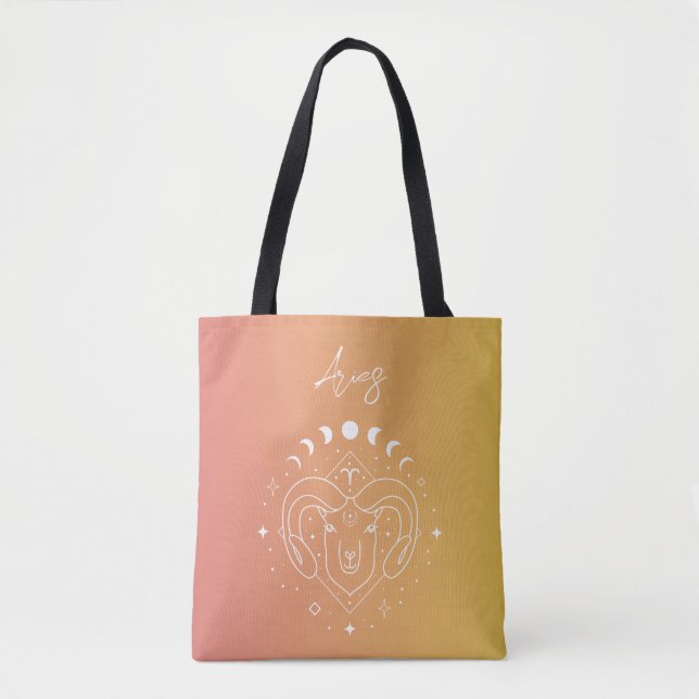Aries zodiac horoscope star sign gradient tote bag (Front)