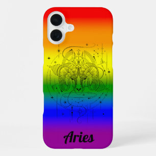 Aries Zodiac LGBTQ Pride Rainbow Design iPhone 16 Plus Case