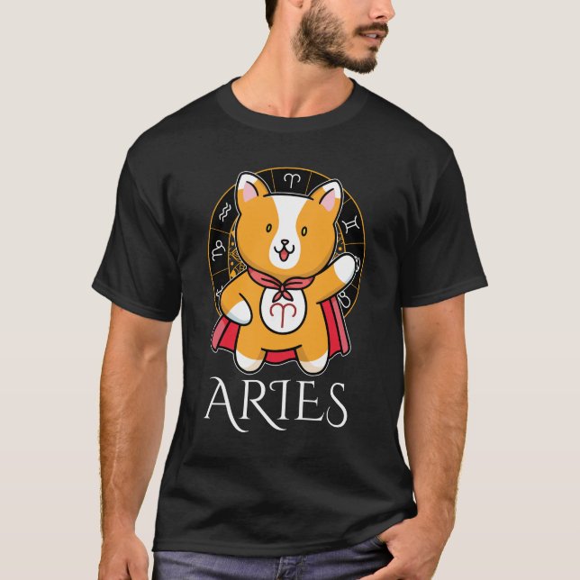 Aries Zodiac Men Black  T-Shirt (Front)