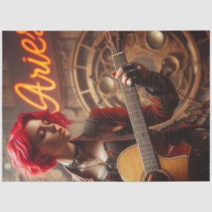 Aries Zodiac Musician Guitar Decoupage Tissue Paper