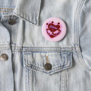 Aries Zodiac Pastel Heart Birthday Cake 6 Cm Round Badge