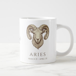 Aries Zodiac Personalised Name & Birth Date Large Coffee Mug