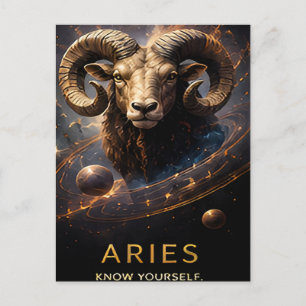 Aries Zodiac Ram Celestial Astrology Symbol Postcard