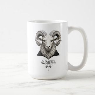 Aries Zodiac Ram Classical Black White Astrology Coffee Mug