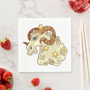 Aries Zodiac Ram Colourful Astrological  Napkin