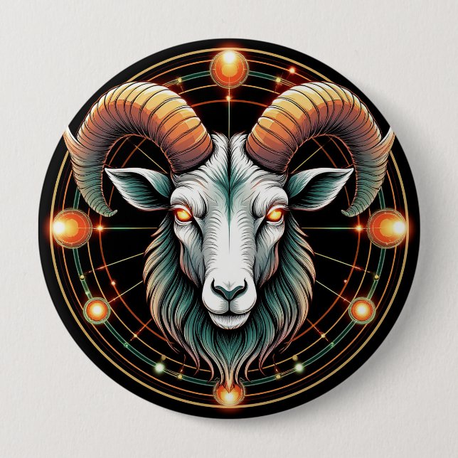 Aries Zodiac Sign 10 Cm Round Badge (Front)