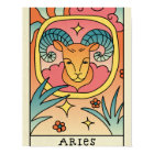 Aries Zodiac Sign Abstract Art Vintage Poster