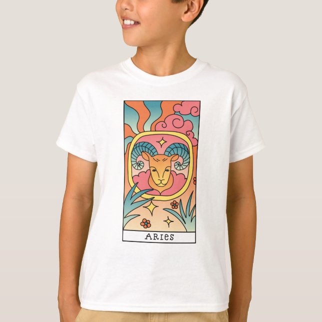 Aries Zodiac Sign Abstract Art Vintage T-Shirt (Front)