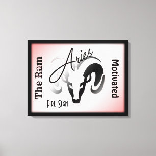 Aries Zodiac Sign and Symbol Framed