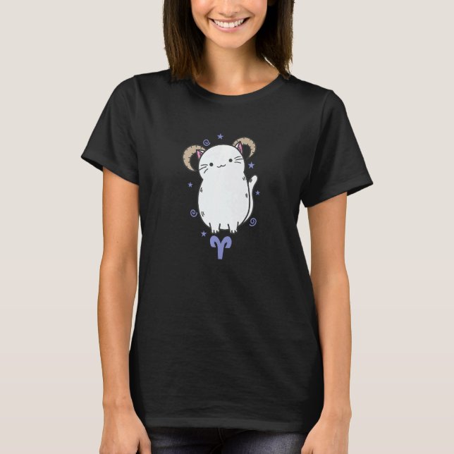 Aries Zodiac Sign as a Cat Horoscope T-Shirt (Front)