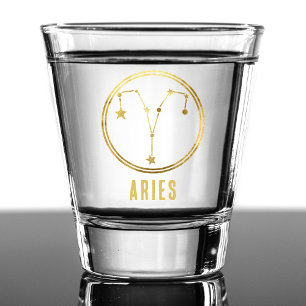 Aries Zodiac Sign Astrology Horoscope Gold Shot Glass
