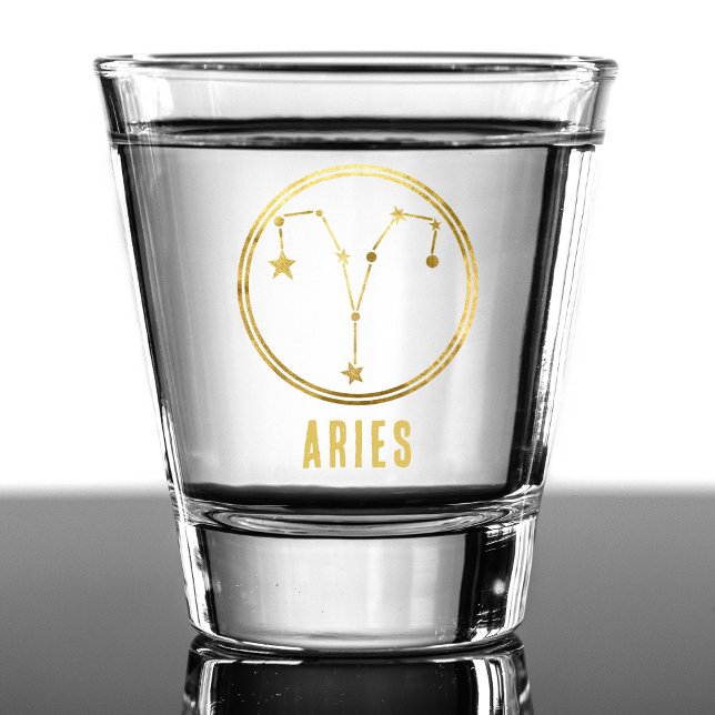 Aries Zodiac Sign Astrology Horoscope Gold Shot Glass (gold aries zodiac sign shot glass)