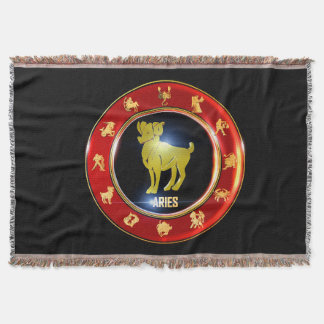 Aries Zodiac Sign Astrology Throw Blanket