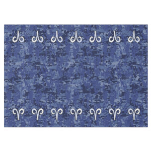 Aries Zodiac Sign Blue Digital Camouflage Tablecloth