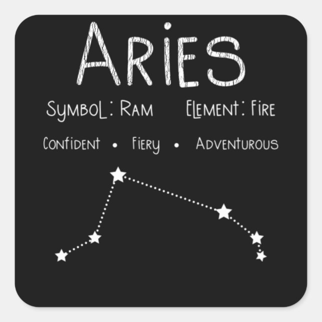 Aries Zodiac Sign Constellation Astrology Gift Square Sticker (Front)