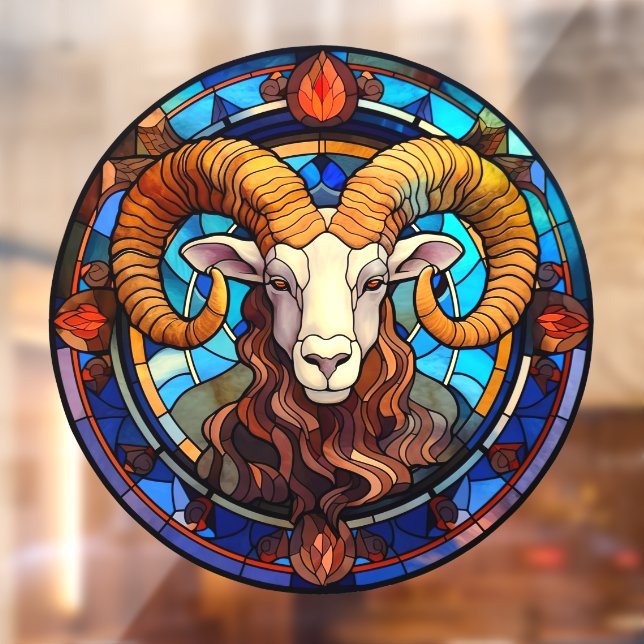Aries Zodiac Sign Faux Stained Glass Window  (Sheet 2)