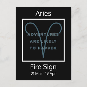 Aries Zodiac Sign Fun Quote in Blue and White Post Postcard