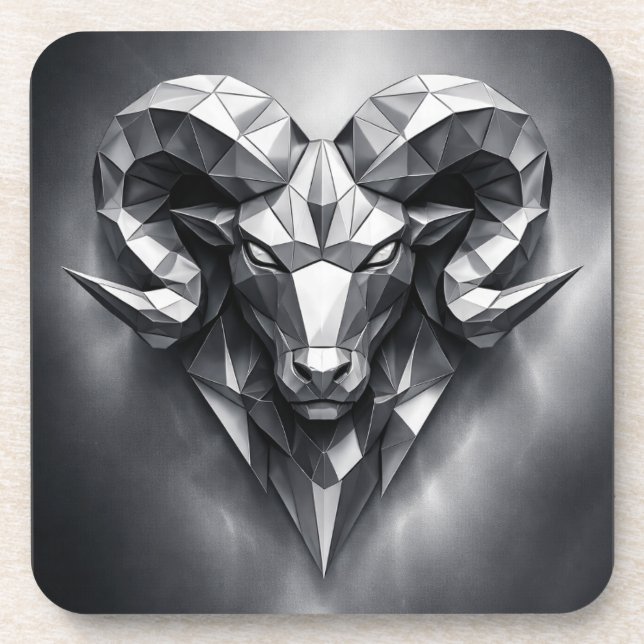 Aries zodiac sign masculine style coaster (Front)